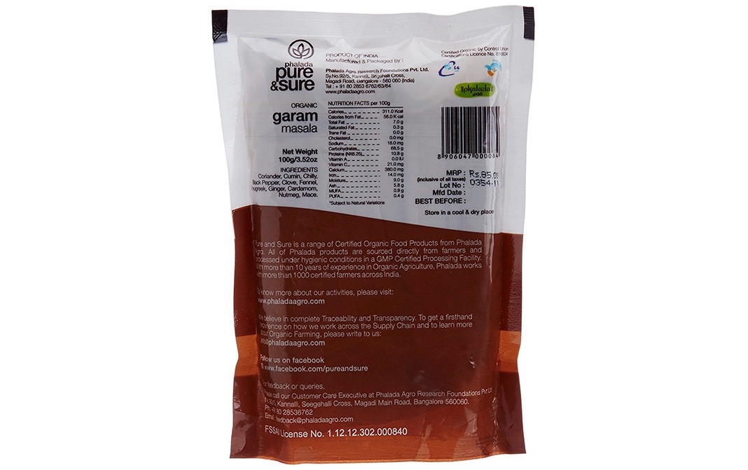 Pure & Sure Organic Garam Masala    Pack  100 grams